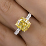 Vibrant Cushion Cut 4.5ct Yellow Stone Sterling Silver Engagement Ring