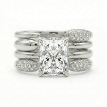 Vintage Radiant Cut 5.0 Ct Solitaire 4pc Wedding Ring Set 925 Sterling Silver