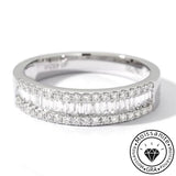 Solarii Moissanite 0.23ct & 0.29ct Round Cut & Emerald Cut Eternity Ring 925 Sterling Silver Wedding Band