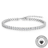 Solarii "Orbit" round cut moissanite bracelet, rhodium plated, 925 sterling silver