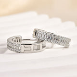 Emerald Cut Moissanite Hoop Earrings in White Gold Plating, 925 Sterling Silver