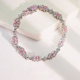 Delicate Round Cut White and Pink Stone Bracelet for Women