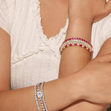 Solarii "Orbit" round cut moissanite bracelet, rhodium plated, 925 sterling silver