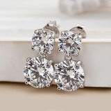 Brilliant Round Cut Drop Earrings In Sterling Silver