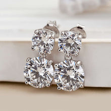 Brilliant Round Cut Drop Earrings In Sterling Silver