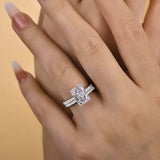 925 Sterling Silver Radiant Cut Wedding Ring Set