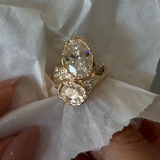 Stunning 6.0ct Two-Stone Oval Cut Wide Statement Engagement Ring In Sterling Silver