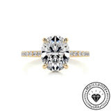 Radiating  Solarii Moissanite 3.0ct Oval Cut 925 Sterling Silver Hidden Halo Engagement Ring