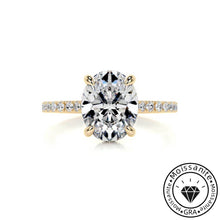 Radiating  Solarii Moissanite 3.0ct Oval Cut 925 Sterling Silver Hidden Halo Engagement Ring