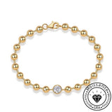 Round Cut Beaded Bracelet with Yellow Gold Plating, 925 Sterling Silver