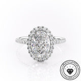 Elegant Solarii Moissanite 2.0ct Oval Cut 925 Sterling Silver Halo Design Engagement Ring