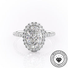 Elegant Solarii Moissanite 2.0ct Oval Cut 925 Sterling Silver Halo Design Engagement Ring