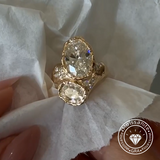 Stunning 6.0ct Two-Stone Oval Cut Wide Statement Engagement Ring In Sterling Silver