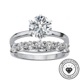 Solarii  Moissanite 2.0ct Round Cut  925 Sterling Silver Wedding Ring Set