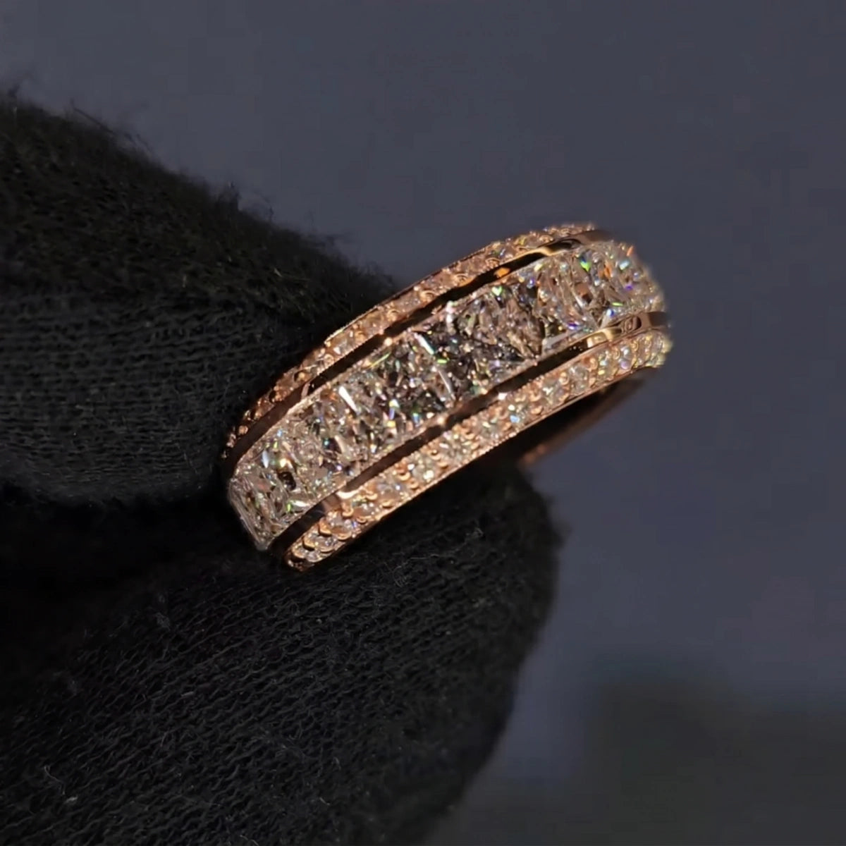 Bold Multi-Row Princess Cut Anniversary Band