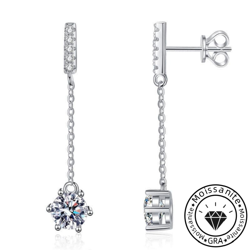 Solarii Moissanite  Round Cut 925 Sterling Silver 1.0ct*2P  Earrings