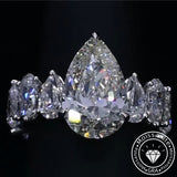 Chunky Pave Pear Cut 5.0ct Engagement Ring In Sterling Silver