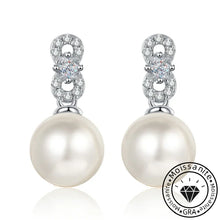 Solarii Moissanite  Round Cut 925 Sterling Silver Natural Freshwater Pearl Earrings