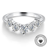 Round Cut White Gold Plated 925 Sterling Silver Moissanite Five-Stone Wedding Ring