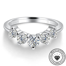 Round Cut White Gold Plated 925 Sterling Silver Moissanite Five-Stone Wedding Ring