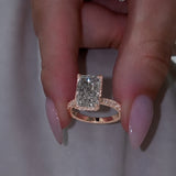 Timeless Pave Elongated Radiant Cut 5.0ct Engagement Ring In Sterling Silver