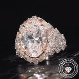 Majestic-looking Pave Oval Cut 10.0ct Engagement Ring In Sterling Silver
