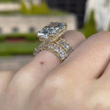 Glistening-hued Radiant Cut 5.0ct Pave 925 Sterling Silver Wedding Ring Set