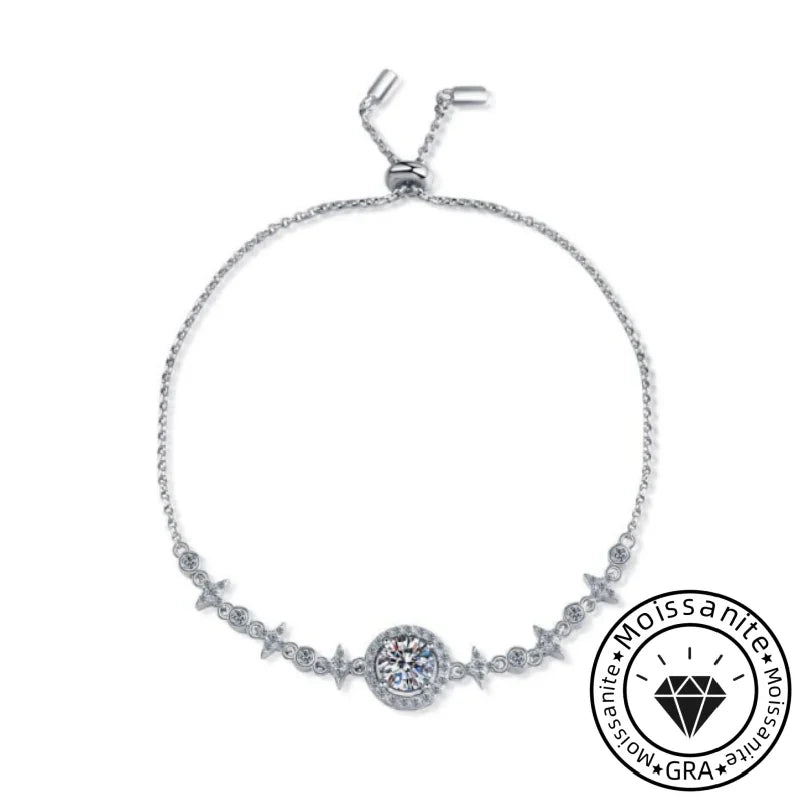 Solarii Moissanite 1.0ct Elegant Round Cut 925 Sterling Silver Bracelet