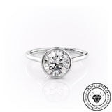 Encased Solarii Moissanite 2.0ct Round Cut 925 Sterling Silver Solitaire Engagement Ring