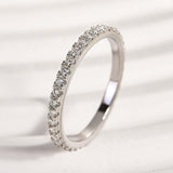 Solarii Moissanite 0.15ct Round Cut Full Eternity Ring 925 Sterling Silver Wedding Band