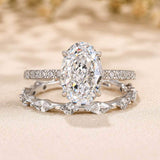 Solarii Attractive Crushed Ice Oval Cut Ring Set