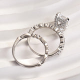 Luxury Halo Radiant Cut 925 Sterling Silver Wedding Ring Set