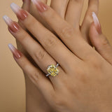 Elegant Cushion Cut Yellow Sapphire 3.5ct Sterling Silver Engagement Ring