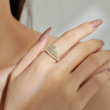 925 Sterling Silver Multi Row Round Cut Spiral Wedding Ring