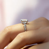 Fashionable Solarii Moissanite 2.0ct Emerald Cut 925 Sterling Silver Twist Design Engagement Ring