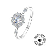 Luxurious 925 Sterling Silver Moissanite Floral Cluster Engagement Ring