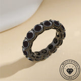 Halloween Moissanite Round Cut Black Stone Sterling Silver Wedding Band