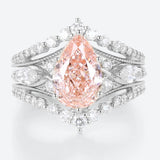 Deluxe-styled 4.0CT Pear Cut Insert Wedding Ring Set In Sterling Silver