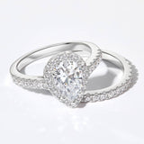 Timeless Pear Cut 1.5ct Pave 925 Sterling Silver Wedding Ring Set
