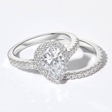 Timeless Pear Cut 1.5ct Pave 925 Sterling Silver Wedding Ring Set