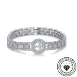 Flashy round cut moissanite bracelet, rhodium plated, 925 sterling silver