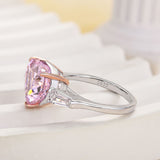 Elegant Three Stone 5.0ct Pink Stone Heart Cut Engagement Ring