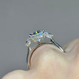 Orchestral Three Stone Oval Cut 3.5ct Engagement Ring In Sterling Silver