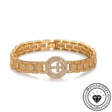 Flashy round cut moissanite bracelet, rhodium plated, 925 sterling silver