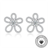 Moissanite 925 Sterling Silver Floral Round Cut Stud Earrings