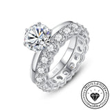 Solarii Moissanite  2.7ct Round Cut  925 Sterling Silver Wedding Ring Set