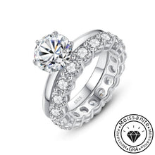Solarii Moissanite  2.7ct Round Cut  925 Sterling Silver Wedding Ring Set