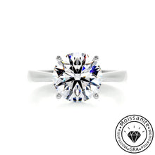 Vivid Solarii Moissanite 2.5ct Round Cut 925 Sterling Silver Solitaire Engagement Ring