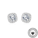 Solarii Moissanite  Round Cut Halo 925 Sterling Silver Stud Earrings