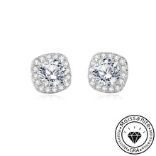 Solarii Moissanite  Round Cut Halo 925 Sterling Silver Stud Earrings